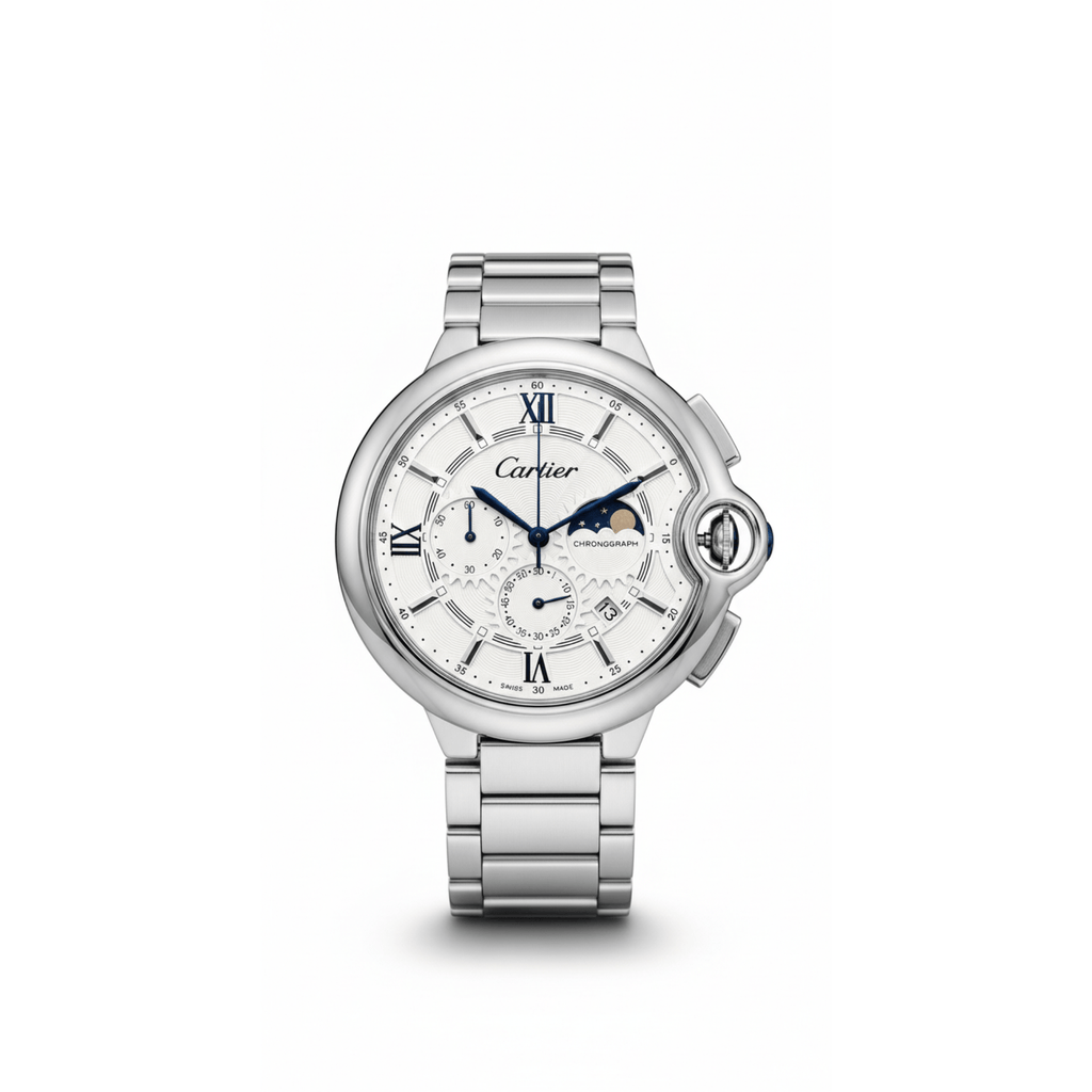 Cartier Ballon Bleu Chronograph Silver Steel Timepiece
