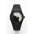 Matte Black Monochrome Watch with Split Mother-of-Pearl Arabic Dial