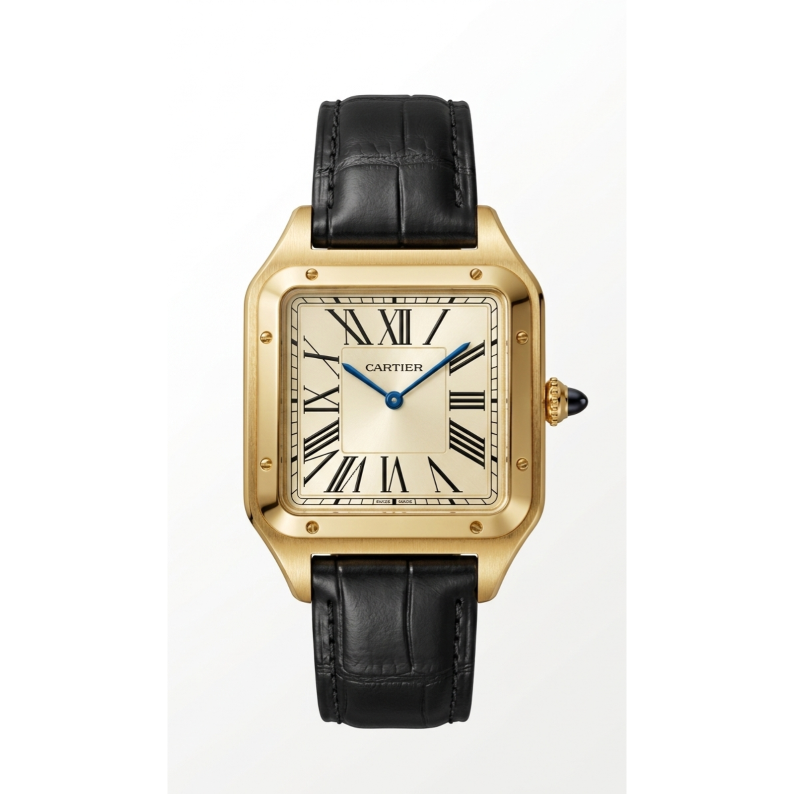Cartier Square Case with Genuine Embossed Leather Strap & Roman Dial