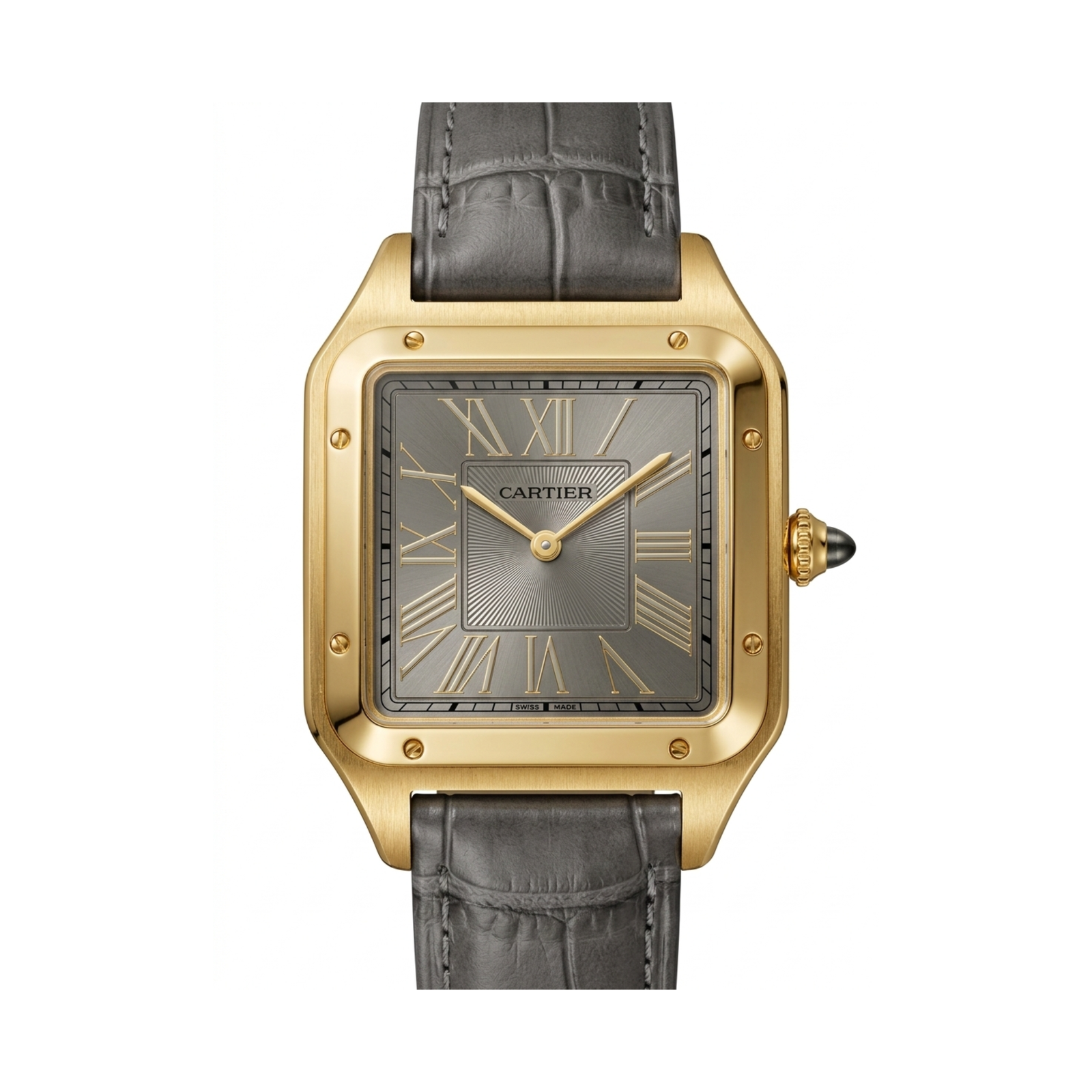 Cartier Square Case with Genuine Embossed Leather Strap & Roman Dial