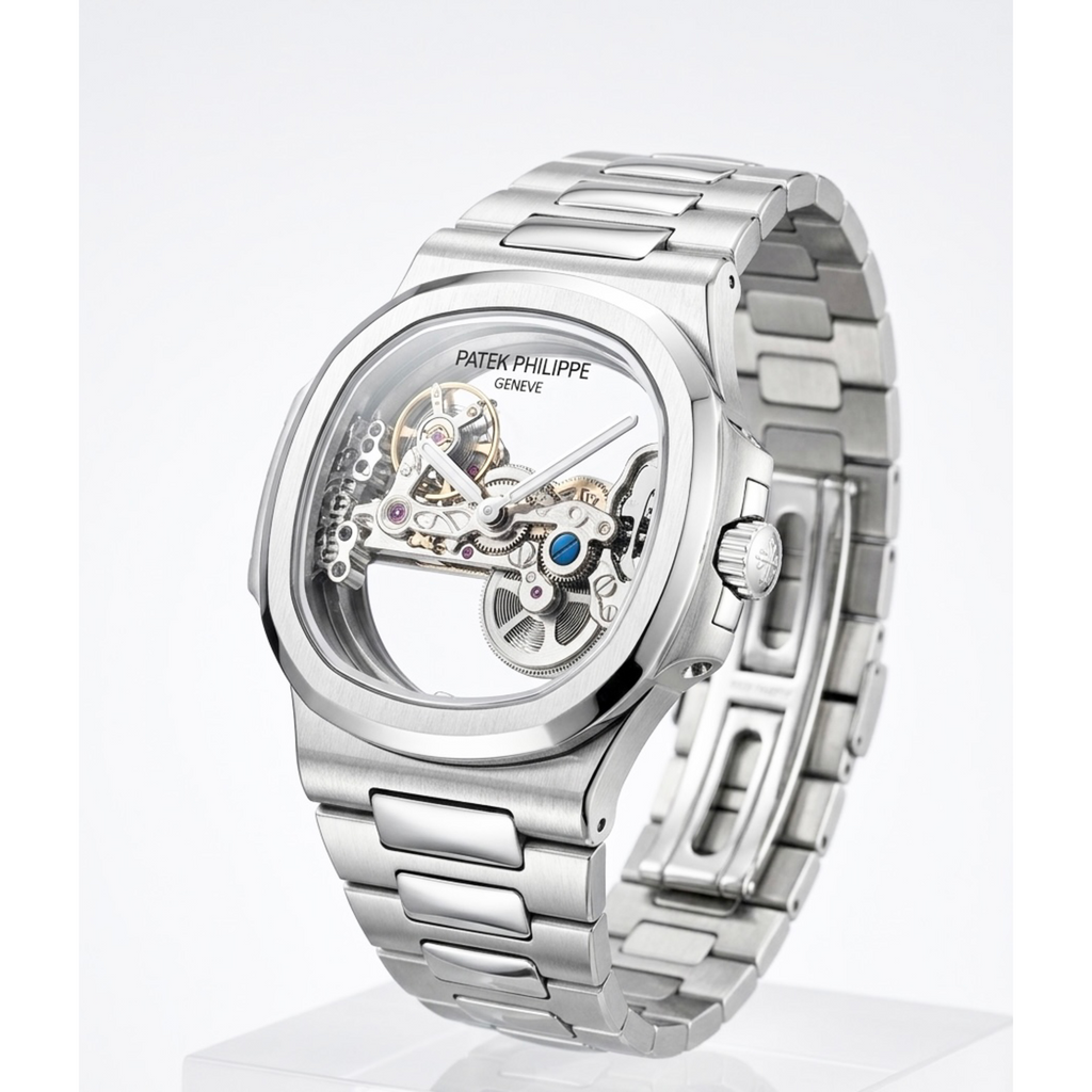 Patek Philippe Nautilus Skeleton Dial Swiss Automatic Silver Edition