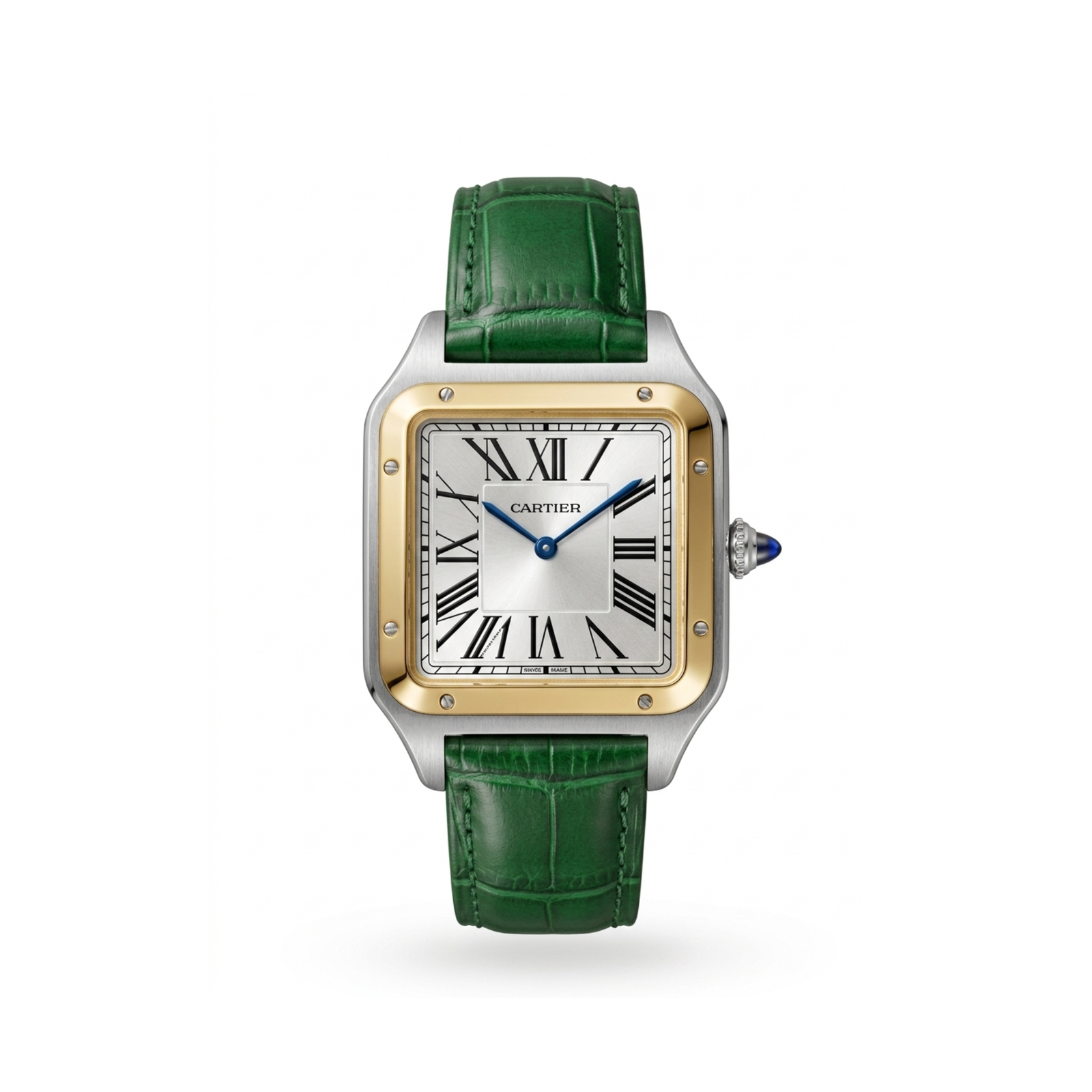 Cartier Square Case with Genuine Embossed Leather Strap & Roman Dial