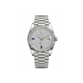 Rolex Day-Date Silver – Diamond Dial with Sapphire Accents