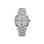 Rolex Day-Date Silver – Diamond Dial with Sapphire Accents
