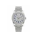 Rolex Day-Date Silver – Diamond Dial with Sapphire Accents
